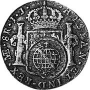 Brazil 960 Reis Joao Prince Regent Minas Gerais ND KM# 251.1 HISPAN ET IND REX 8 R J J coin reverse Brazil 960 Reis Joao Prince Regent Minas Gerais ND KM# 251.1 HISPAN ET IND REX 8 R J J coin reverse