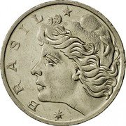 Brazil Cruzeiro Liberty 1970 Mintage figure includes coins struck through 1972 dated 1970 KM# 581 BRASIL coin obverse Brazil Cruzeiro Liberty 1970 Mintage figure includes coins struck through 1972 dated 1970 KM# 581 BRASIL coin obverse