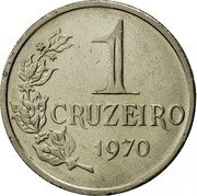 Brazil Cruzeiro Liberty 1970 Mintage figure includes coins struck through 1972 dated 1970 KM# 581 1 CRUZEIRO 1970 coin reverse Brazil Cruzeiro Liberty 1970 Mintage figure includes coins struck through 1972 dated 1970 KM# 581 1 CRUZEIRO 1970 coin reverse