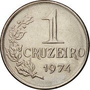 Brazil Cruzeiro Liberty 1974 KM# 581a 1 CRUZEIRO 1975 coin reverse Brazil Cruzeiro Liberty 1974 KM# 581a 1 CRUZEIRO 1975 coin reverse