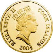 Cook Islands Five Dollars Dolphins. Eliabeth II 2004 RDM ELIZABETH II COOK ISLANDS 2004 coin obverse Cook Islands Five Dollars Dolphins. Eliabeth II 2004 RDM ELIZABETH II COOK ISLANDS 2004 coin obverse
