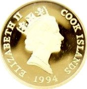 Cook Islands Five Dollars Elizabeth II Penguins 1994  Proof ELIZABETH II COOK ISLANDS RDM 1994 coin obverse