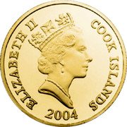 Cook Islands Four Dollars Dolphins. Eliabeth II 2004 RDM ELIZABETH II COOK ISLANDS 2004 coin obverse Cook Islands Four Dollars Dolphins. Eliabeth II 2004 RDM ELIZABETH II COOK ISLANDS 2004 coin obverse