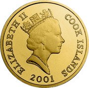 Cook Islands Four Dollars Elizabeth II Whales 2001  Proof ELIZABETH II COOK ISLANDS RDM 2001 coin obverse Cook Islands Four Dollars Elizabeth II Whales 2001  Proof ELIZABETH II COOK ISLANDS RDM 2001 coin obverse