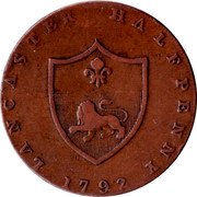 UK Halfpenny (Lancashire. Lancaster. John of Gaunt) LANCASTER HALFPENNY 1792 coin reverse UK Halfpenny (Lancashire. Lancaster. John of Gaunt) LANCASTER HALFPENNY 1792 coin reverse