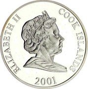 Cook Islands One Dollar Elizabeth II Football World Cup Winner 2001  Proof ELIZABETH II COOK ISLANDS 2001 coin obverse Cook Islands One Dollar Elizabeth II Football World Cup Winner 2001  Proof ELIZABETH II COOK ISLANDS 2001 coin obverse