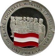 Cook Islands One Dollar (Football World Cup. Austria) 3RD PLACE FOOTBALL WORLD CUP 1954 AUSTRIA ONE DOLLAR coin reverse