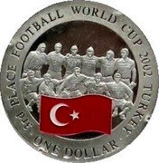 Cook Islands One Dollar (Football World Cup. Turkey) 3RD PLACE FOOTBALL WORLD CUP 2002 TURKEY ONE DOLLAR coin reverse
