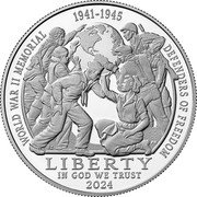 USA One Dollar Greatest Generation 2024 P 1941-1945 WORLD WAR II MEMORIAL DEFENDERS OF FREEDOM LIBERTY IN GOD WE TRUST 2024 BZ PH coin reverse USA One Dollar Greatest Generation 2024 P 1941-1945 WORLD WAR II MEMORIAL DEFENDERS OF FREEDOM LIBERTY IN GOD WE TRUST 2024 BZ PH coin reverse