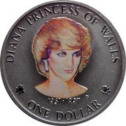 Cook Islands One Dollar (Princess Diana.) 1961-1997 P DIANA PRINCESS OF WALES ONE DOLLAR coin reverse Cook Islands One Dollar (Princess Diana.) 1961-1997 P DIANA PRINCESS OF WALES ONE DOLLAR coin reverse