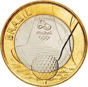 Brazil Real Olympic Games in Rio. Golf 2014 KM# 690 BRASIL RIO 2016 coin obverse Brazil Real Olympic Games in Rio. Golf 2014 KM# 690 BRASIL RIO 2016 coin obverse