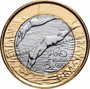 Brazil Real Olympic Games in Rio. Swimming 2014 KM# 688 RIO 2016 BRASIL coin obverse Brazil Real Olympic Games in Rio. Swimming 2014 KM# 688 RIO 2016 BRASIL coin obverse