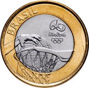 Brazil Real Olympic Games in Rio. Basketball 2015 KM# 704 BRASIL RIO 2016 coin obverse Brazil Real Olympic Games in Rio. Basketball 2015 KM# 704 BRASIL RIO 2016 coin obverse