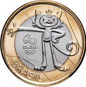 Brazil Real Olympic Games in Rio. Olympic Mascot 2016 KM# 726 BRASIL RIO 2016 coin obverse Brazil Real Olympic Games in Rio. Olympic Mascot 2016 KM# 726 BRASIL RIO 2016 coin obverse