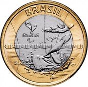 Brazil Real Olympic Games in Rio. Paralympic Swimming 2016 KM# 725 BRASIL RIO 2016 coin obverse Brazil Real Olympic Games in Rio. Paralympic Swimming 2016 KM# 725 BRASIL RIO 2016 coin obverse