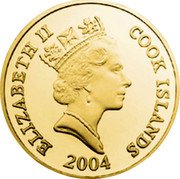 Cook Islands Ten Dollars Lassen Dolphins 2004 RDM ELIZABETH II COOK ISLANDS 2004 coin obverse