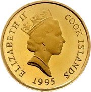 Cook Islands Twenty Dollars Elizabeth II Lassen Dolphins 1995  ELIZABETH II COOK ISLANDS RDM 1995 coin obverse Cook Islands Twenty Dollars Elizabeth II Lassen Dolphins 1995  ELIZABETH II COOK ISLANDS RDM 1995 coin obverse