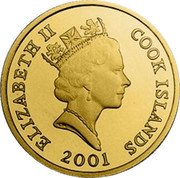 Cook Islands Twenty Dollars Elizabeth II Whales 2001  Proof ELIZABETH II COOK ISLANDS RDM 2001 coin obverse