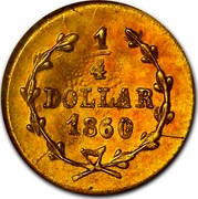 USA 1/4 Dollar Liberty Round 1860 1/4 DOLLAR 1860 coin reverse USA 1/4 Dollar Liberty Round 1860 1/4 DOLLAR 1860 coin reverse
