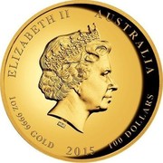 Australia 100 Dollars Great White Shark 2015 ELIZABETH II AUSTRALIA 1 OZ 9999 GOLD 2015 100 DOLLARS IRB coin obverse Australia 100 Dollars Great White Shark 2015 ELIZABETH II AUSTRALIA 1 OZ 9999 GOLD 2015 100 DOLLARS IRB coin obverse