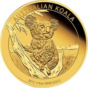 Australia 25 Dollars Australian Koala 2015 AUSTRALIAN KOALA 2015 1/4 OZ 9999 GOLD P IJ coin reverse Australia 25 Dollars Australian Koala 2015 AUSTRALIAN KOALA 2015 1/4 OZ 9999 GOLD P IJ coin reverse