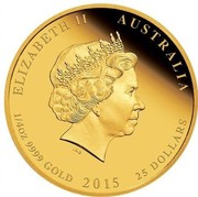 Australia 25 Dollars Celebrating the Birth of the Royal Baby 2015 ELIZABETH II AUSTALIA 1/4 OZ 9999 GOLD 2015 25 DOLLARS IRB coin obverse Australia 25 Dollars Celebrating the Birth of the Royal Baby 2015 ELIZABETH II AUSTALIA 1/4 OZ 9999 GOLD 2015 25 DOLLARS IRB coin obverse
