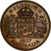 Australia Florin Edward VIII Pattern 1937 FLORIN K G 1937 AUSTRALIA coin reverse
