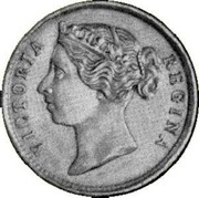 Australia One Shilling Victoria 1860 KM# Pn10 VICTORIA REGINA coin obverse