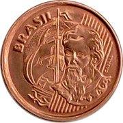 Brazil 1 Centavo (Cabral. T Partially Inside Stripes) KM# 647.1 BRASIL CABRAL coin obverse Brazil 1 Centavo (Cabral. T Partially Inside Stripes) KM# 647.1 BRASIL CABRAL coin obverse