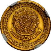 Brazil 1 Cruzeiro Liberty. Pattern 1927  KM# Pn260 REPUBLICA DOS ESTADOS UNIDOS DO BRASIL 1927 UM CRUZEIRO coin obverse Brazil 1 Cruzeiro Liberty. Pattern 1927  KM# Pn260 REPUBLICA DOS ESTADOS UNIDOS DO BRASIL 1927 UM CRUZEIRO coin obverse