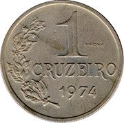Brazil 1 Cruzeiro Liberty. Prova 1974  KM# Pr10 1 PROVA CRUZEIRO 1974 coin reverse Brazil 1 Cruzeiro Liberty. Prova 1974  KM# Pr10 1 PROVA CRUZEIRO 1974 coin reverse