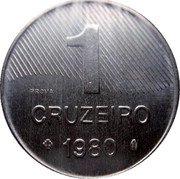 Brazil 1 Cruzeiro (Sugar Cane. Prova) KM# Pr23 1 CRUZEIRO 1980 PROVA coin reverse Brazil 1 Cruzeiro (Sugar Cane. Prova) KM# Pr23 1 CRUZEIRO 1980 PROVA coin reverse