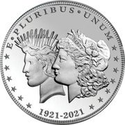 Cook Islands 1 Dollar Double Liberty Dollar 2021 Proof E PLURIBUS UNUM 1921-2021 coin reverse