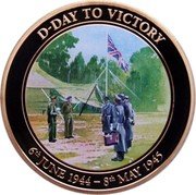 Cook Islands 1 Dollar (Elizabeth II VE Day) D-DAY TO VICTORY 6TH JUNE 1944-8TH MAY 1945 coin reverse Cook Islands 1 Dollar (Elizabeth II VE Day) D-DAY TO VICTORY 6TH JUNE 1944-8TH MAY 1945 coin reverse