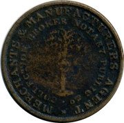 USA 1 Penny (Token) MERCHANTS & MANUFACTURERS AGENT COLLECTOR BROKER NOTARY PUBLIC CO coin obverse USA 1 Penny (Token) MERCHANTS & MANUFACTURERS AGENT COLLECTOR BROKER NOTARY PUBLIC CO coin obverse