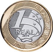 Brazil 1 Real 25 Years of Currency 2019  KM# 734 1 REAL 2019 coin reverse Brazil 1 Real 25 Years of Currency 2019  KM# 734 1 REAL 2019 coin reverse