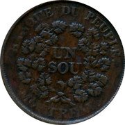 Canada 1 Sou (Montreal. A lush wreath) ...QUE DU PEUPLE UN SOU MONTREAL coin obverse Canada 1 Sou (Montreal. A lush wreath) ...QUE DU PEUPLE UN SOU MONTREAL coin obverse