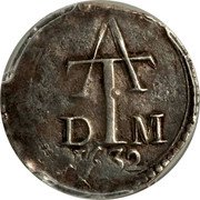 Malaysia 1 Tanga (Filipe III Goa mint. A M) AT DM 1632 coin reverse Malaysia 1 Tanga (Filipe III Goa mint. A M) AT DM 1632 coin reverse