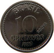 Brazil 10 Centavos (Coat of Arms. Prova) 10 CENTAVOS BRASIL PROVA 1987 coin reverse