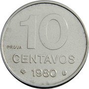 Brazil 10 Centavos (Fish. Prova) KM# Pr21 PROVA 10 CENTAVOS 1980 coin reverse