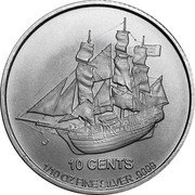 Cook Islands 10 Cents Elizabeth II Bounty ship 2015 BU 10 CENTS 1/10 OZ FINE SILVER .9999 coin reverse Cook Islands 10 Cents Elizabeth II Bounty ship 2015 BU 10 CENTS 1/10 OZ FINE SILVER .9999 coin reverse