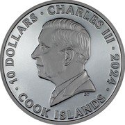 Cook Islands 10 Dollars (Chares III Motorbike) 10 DOLLARS CHARLES III 2024 DT COOK ISLANDS coin obverse