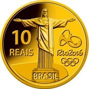 Brazil 10 Reais Olympic Games in Rio. Pole Vault 2015 Proof KM# 721 10 REAIS RIO 2016 BRASIL coin obverse Brazil 10 Reais Olympic Games in Rio. Pole Vault 2015 Proof KM# 721 10 REAIS RIO 2016 BRASIL coin obverse