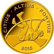 Brazil 10 Reais Olympic Games in Rio. Pole Vault 2015 Proof KM# 721 CITIUS ALTIUS FORTIUS 2015 coin reverse Brazil 10 Reais Olympic Games in Rio. Pole Vault 2015 Proof KM# 721 CITIUS ALTIUS FORTIUS 2015 coin reverse