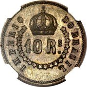 Brazil 10 Reis (Pedro II Trial Strike) KM# Pn100 IMPERIO DO BRAZIL 10 RS. coin reverse