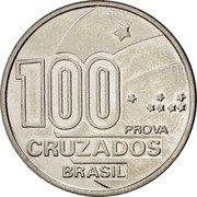 Brazil 100 Cruzados (100th Anniversary of the Abolition of Slavery. Prova) KM# PRA26 100 CRUZADOS BRASIL PROVA coin obverse Brazil 100 Cruzados (100th Anniversary of the Abolition of Slavery. Prova) KM# PRA26 100 CRUZADOS BRASIL PROVA coin obverse
