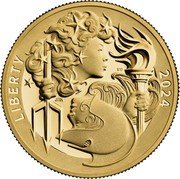 USA 100 Dollars (Liberty and Britannia) LIBERTY GS JFM 2024 coin obverse USA 100 Dollars (Liberty and Britannia) LIBERTY GS JFM 2024 coin obverse