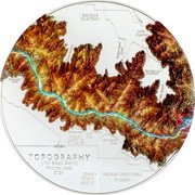 Cook Islands 100 Dollars (Topography. Science Lab) TOPOGRAPHY OF THE GRAND CANYON NATIONAL PARK 2024 coin reverse
