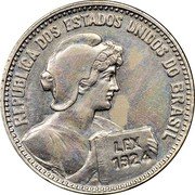 Brazil 100 Reis (Liberty. Pattern) KM# Pn250 LEX 1924 REPUBLICA DOS ESTADOS UNIDOS DO BRASIL coin obverse Brazil 100 Reis (Liberty. Pattern) KM# Pn250 LEX 1924 REPUBLICA DOS ESTADOS UNIDOS DO BRASIL coin obverse