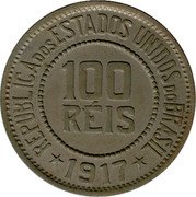 Brazil 100 Reis (Liberty. Pattern) KM# Pn217 REPUBLICA DOS ESTADOS UNIDOS DO BRASIL 100 RÉIS 1917 coin obverse